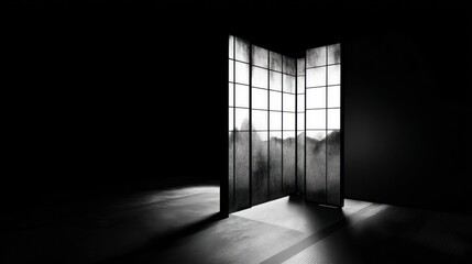 Dark room folding screen view