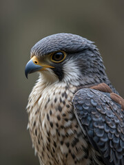 Obraz premium Portrait of Peregrine Falcon (Falco peregrinus), aka Duck Hawk, the fastest animal on earth. Copy space.