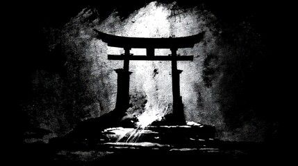 Japanese torii gate silhouette