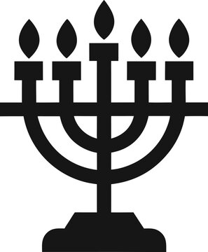 black menorah with five candles clip art preview