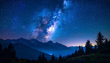 Night sky over alpine peaks