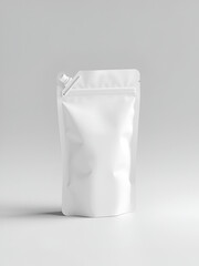 White Stand-Up Pouch with Spout Mockup on Gray Background