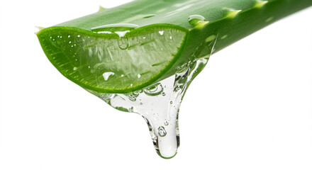 Fresh Aloe Vera Gel Dripping from Cut Leaf