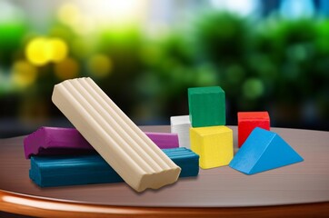 Different colored plasticine Educational games for children.