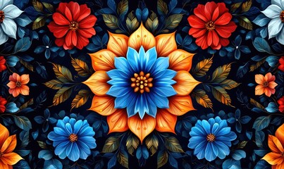 A vibrant floral pattern with intricate detail