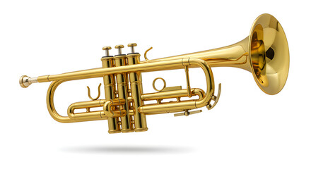 Obraz premium Golden trumpet isolated on white.