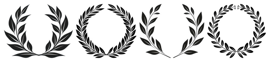 PNG Elegant laurel wreath designs, element set on transparent background