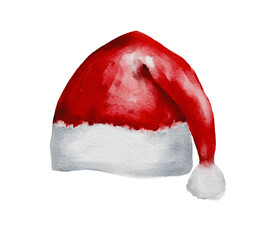 Christmas Santa hat watercolor illustration