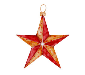 Watercolor Christmas star on the tree