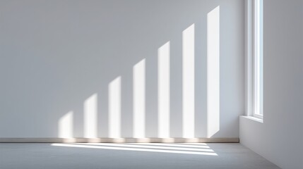 Fototapeta premium Minimalist decor Minimalist room with angular light patterns creating a modern aesthetic on the walls and floor.