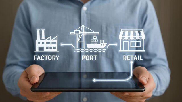 Supply Chain Flow From Factory To Port To Retail