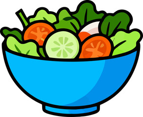 Fresh salad with lettuce, tomatoes, and cucumbers