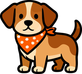 Playful dog with a bright bandana standing happily