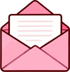 Colorful pink envelope with a letter inside