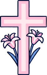 Pink cross with flowers symbolizes hope and faith