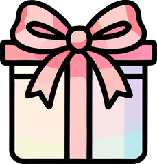 Gift box with pink ribbon showcasing a pastel design for celebrations