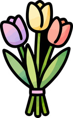 Colorful bouquet of tulips with vibrant petals and fresh greenery