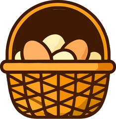 Decorative basket filled with eggs for spring celebrations