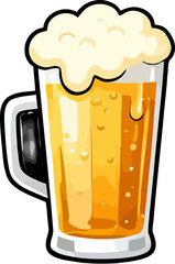 Cold frothy beer in a glass after a long day of work