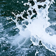 Powerful water splash in motion with dynamic fluid movement and energetic liquid disturbance  Abstract photography capturing the chaotic and turbulent nature of water flow with splashes ripples