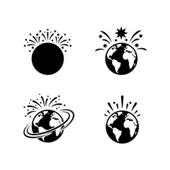 Obraz premium Vector art of illustration set of planet earth with fireworks perfect for celebrating earth day or any other global event