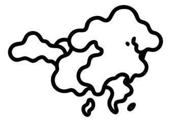 Liquid chocolate drop splash vector illustration of a world map silhouette