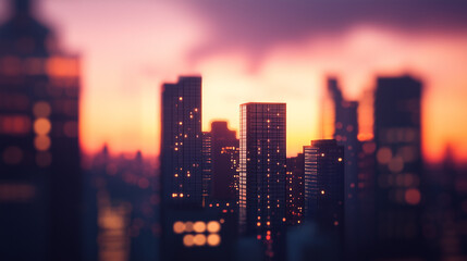 Fototapeta premium Blurred Sunset Reflections on Glass City Buildings – Modern Architecture and Corporate Branding Background