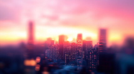 Fototapeta premium Blurred Sunset Reflections on Glass City Buildings – Modern Architecture and Corporate Branding Background