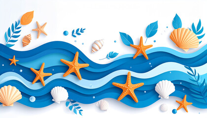 Obraz premium Ocean Wave & Shell Pattern