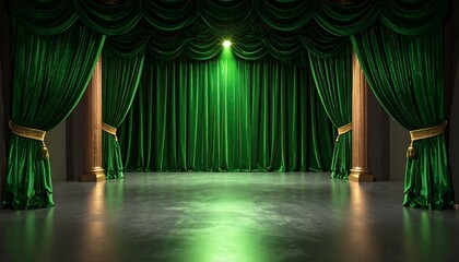 Fototapeta premium Grand Green Theater Stage.