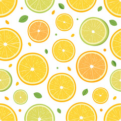 Obraz premium Vibrant Citrus Fruit Slices Seamless Pattern