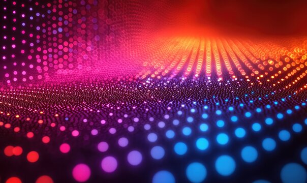 Abstract digital art with vibrant glowing dots - Powered by Adobe