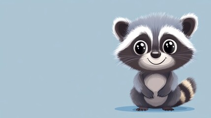 Fototapeta premium Adorable Cartoon Raccoon with Big Eyes