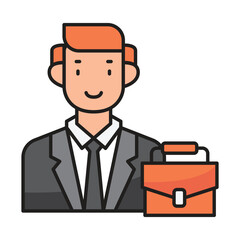 A stylized illustration of a man in a suit holding a briefcase
