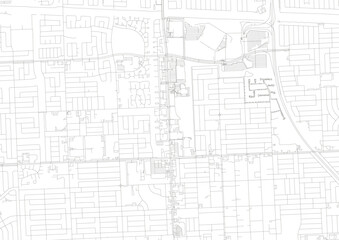 Obraz premium A detailed vector map of Miami Gardens, showing intricate road networks and urban infrastructure with a zoomed-in perspective.