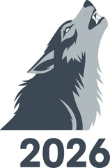  A grayscale pixel art wolf howls at the moon, the year 2026 subtly placed below. A striking blend of vintage gaming aesthetics and modern symbolism.