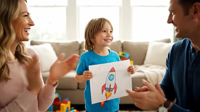 Parents clapping prob4. guardians applauding celebration family ovation parental approval joyful moment encouragement.