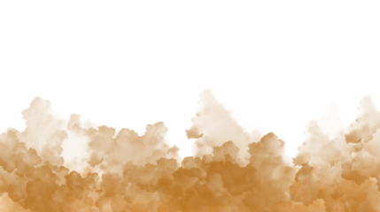 Dust and sand clouds on transparent background. Realistic dust clouds. Brown crumbly ground smoke effect, environmental pollution. 