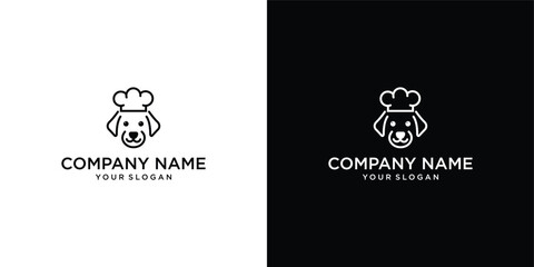 happy handsome puppy head wearing cooking clothes and hat for restaurant chef occupation vector illustration animal mascot character vector illustration cartoon design