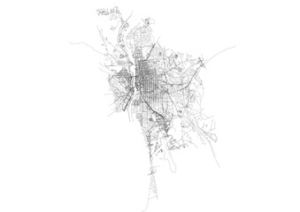 Minimalist vector highway map of Manchester , detailed street and road network for modern design and city planning projects.