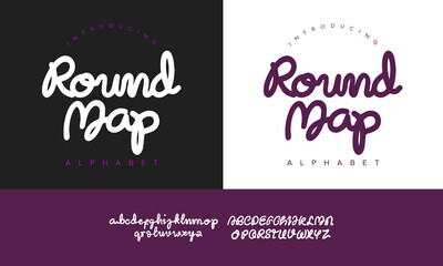 Round Map alphabet font with bold brush strokes, ideal for posters, logos, and fun creative projects
