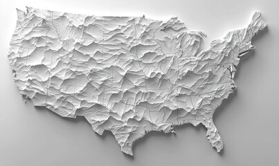 3D topographic map of the USA. Clean, simple design