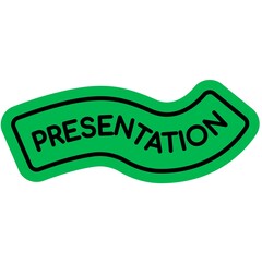 Isolated green wavy banner with black 'PRESENTATION' text
