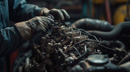 Car mechanic doing his job