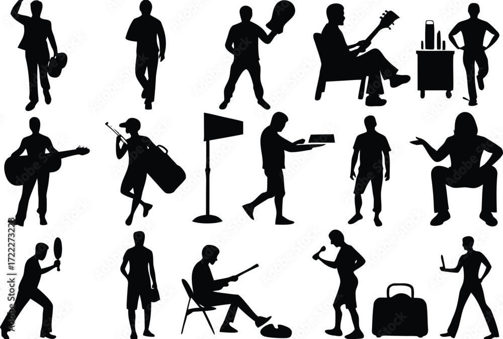 Aufkleber diverse human silhouettes vector bundle scalable illustration for versatile design projects isolated