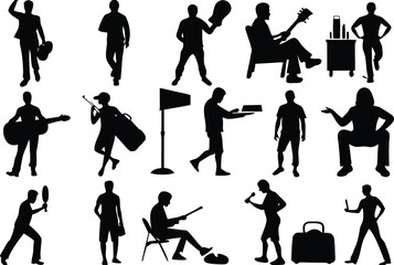 Obraz premium Diverse human silhouettes vector bundle scalable illustration for versatile design projects isolated on transparent background