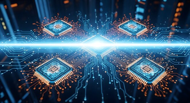 Futuristic Computer Chips and Central Processor
