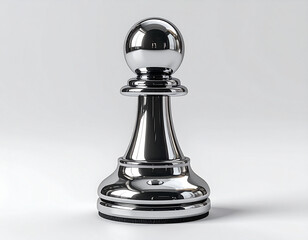 Silver Chess Pawn on White A Modern Metallic Design Element