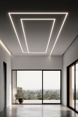 Modern interior design showcasing a minimalist aesthetic with a sophisticated recessed lighting system.
