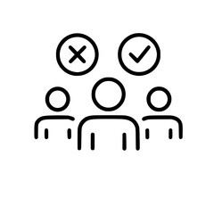 People icon with checkmark and cross symbols
